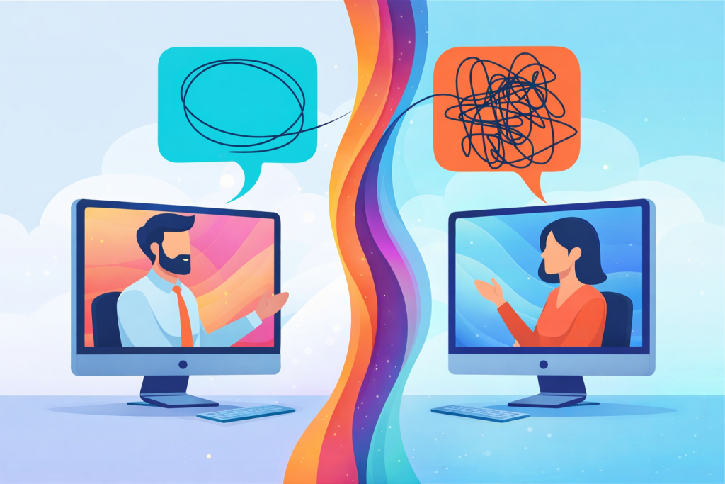 What online therapy is: two people talking to each other over the internet